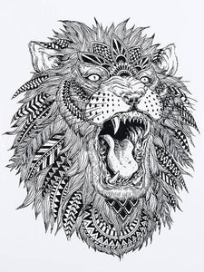 Lion Dreamcatcher Temporary Tattoo  Black Large for Men and Women