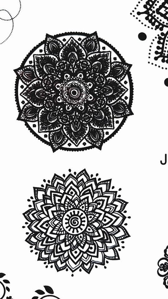 Mandala Lotus Flower Henna inspired Temporary Tattoos