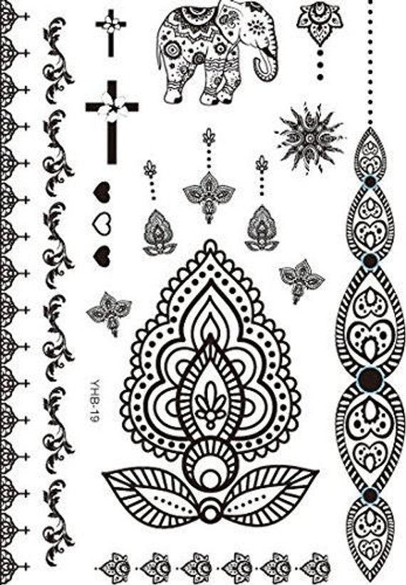 Mandala Mehendi Henna inspired Temporary Tattoos