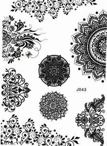 Mandala Lotus Flower Henna inspired Temporary Tattoos