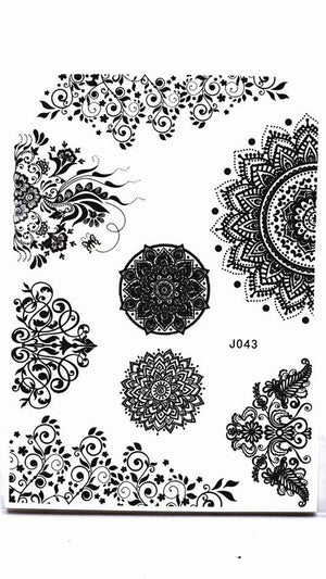 Mandala Lotus Flower Henna inspired Temporary Tattoos