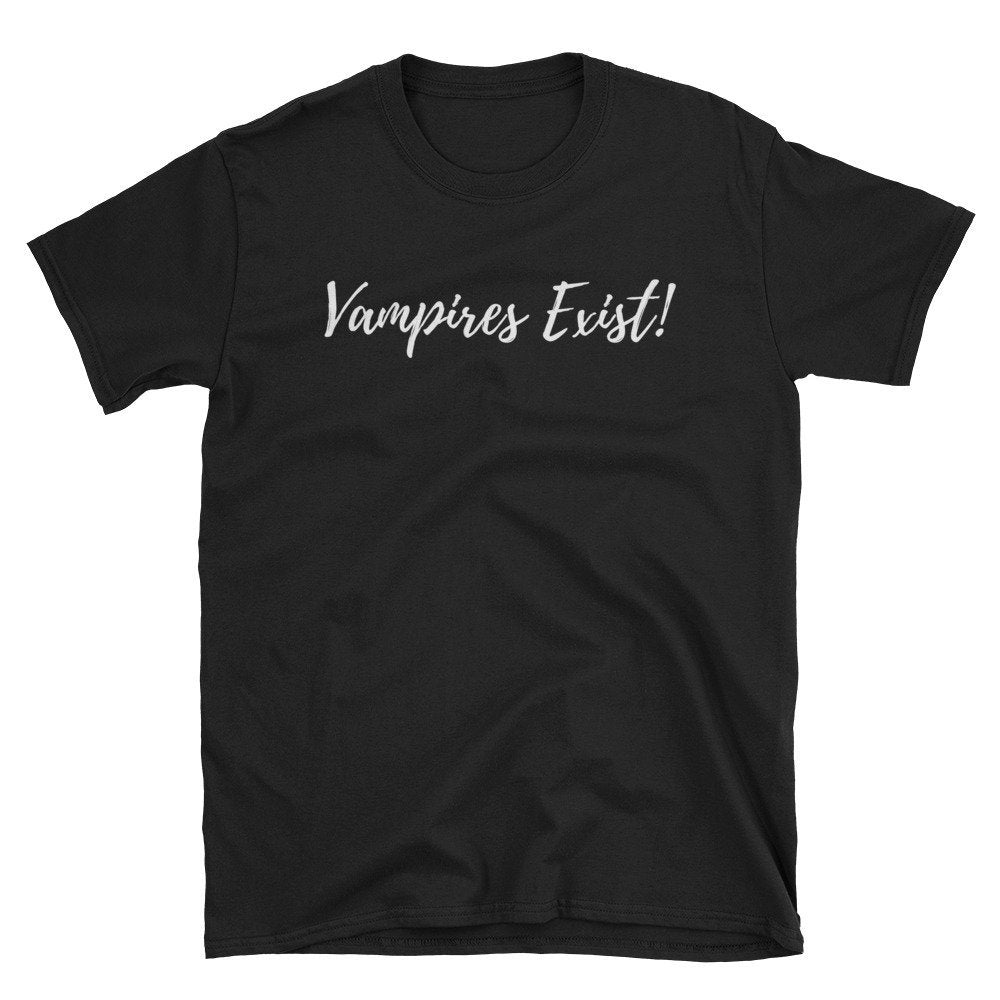 Vampire Exist! Short-Sleeve Unisex T-Shirt [Black/Blue]