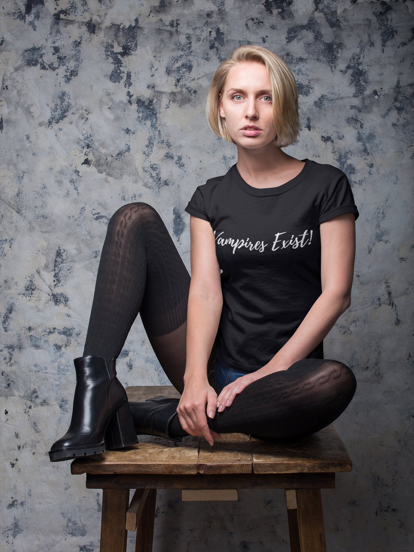 Vampire Exist! Short-Sleeve Unisex T-Shirt [Black/Blue]