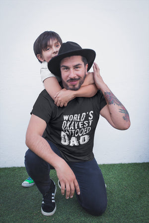 World's Okayest Tattooed Dad Short-Sleeve - Perfect Gift For Dad