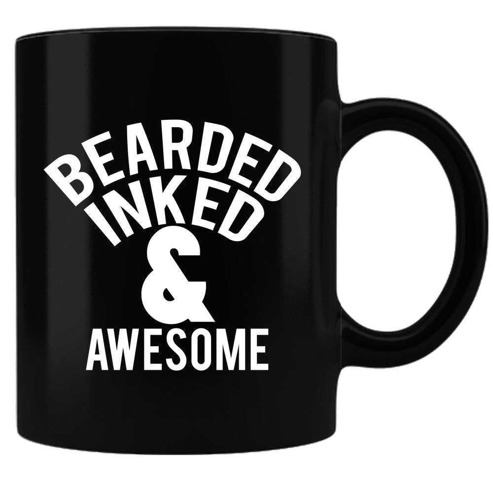 Coffee Mug - Bearded Inked & Awesome  11oz Black Coffee Mug