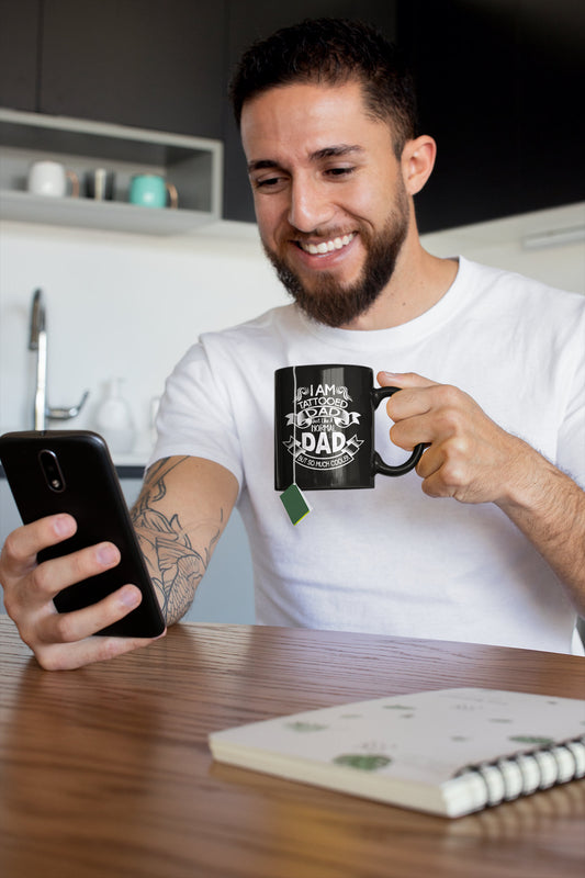 I Am A Tattooed Dad Coffee Mug - Black Sublimated Gift For Dad