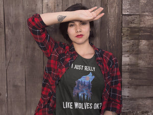 Wolf Shirt I Just Really Like Wolves Ok Wolf Lover Gift Short-Sleeve Unisex T-Shirt