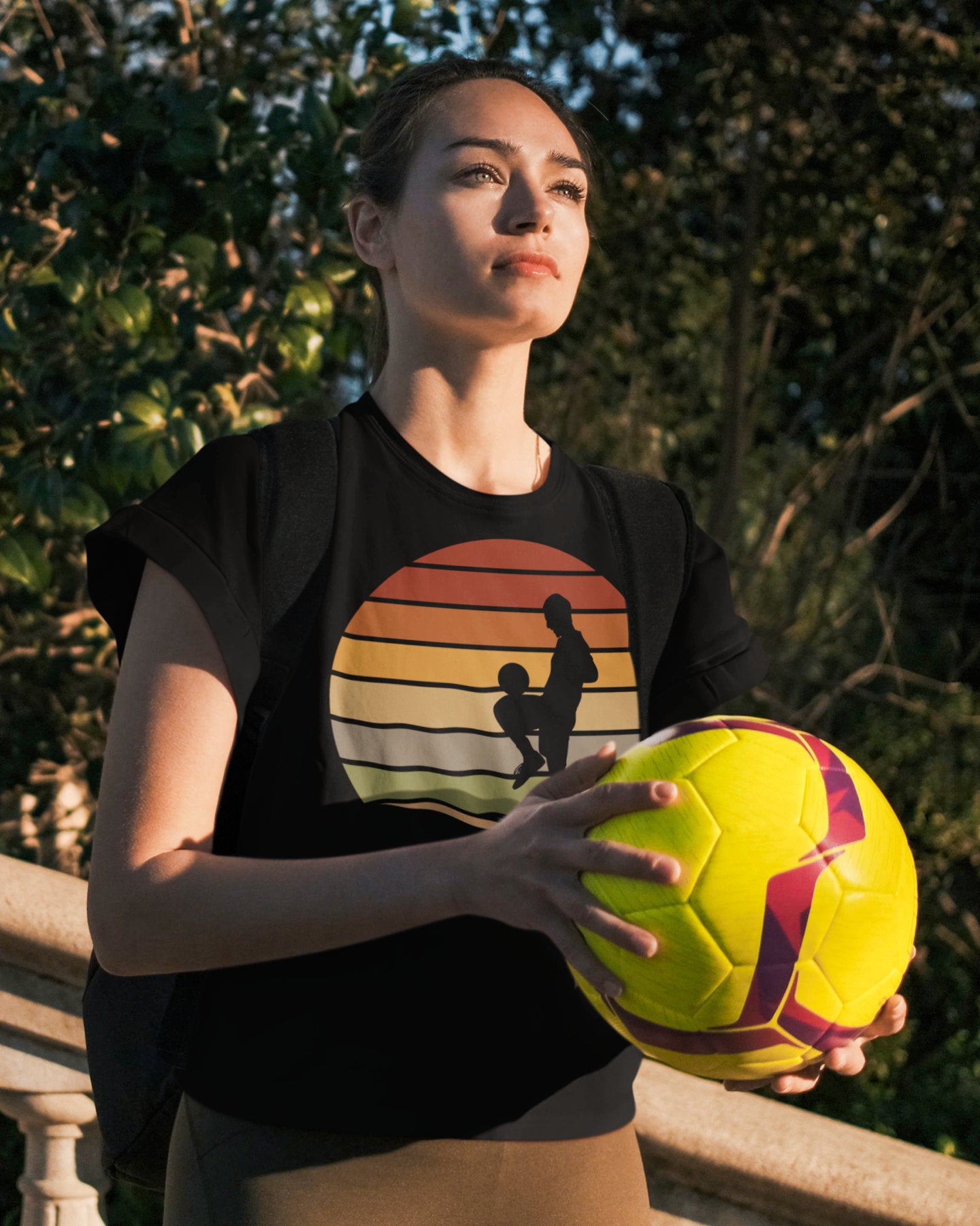 SOCCER SHIRT Retro Vintage Soccer Player Sunset Graphic Short-Sleeve Unisex T-Shirt