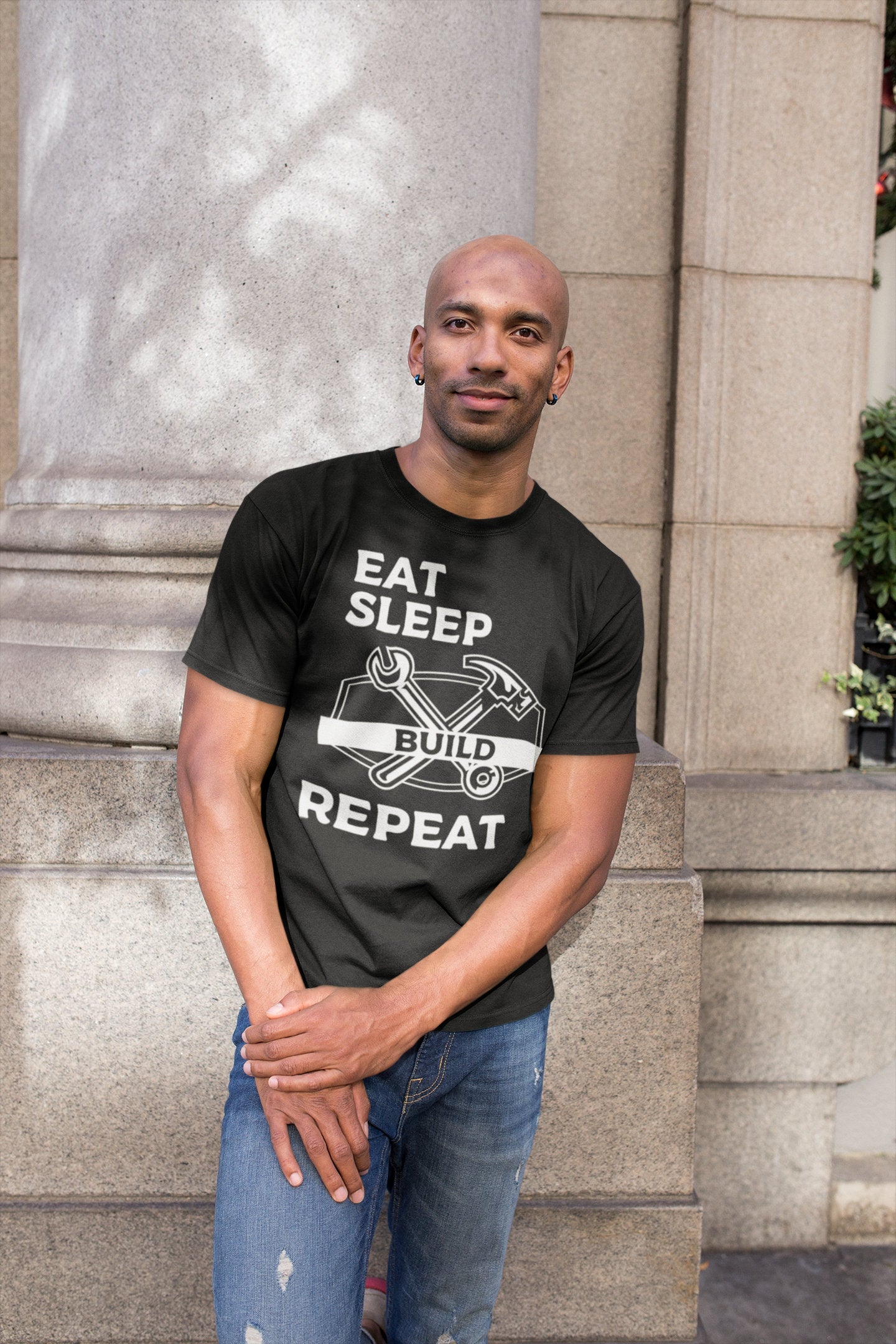 Eat Sleep Build Repeat Building Cool  Builder Gift Short-Sleeve Unisex builders T-Shirt