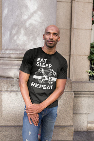 Eat Sleep Build Repeat Building Cool  Builder Gift Short-Sleeve Unisex builders T-Shirt