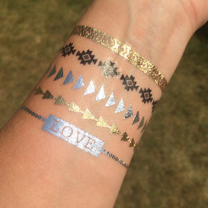 Bohemian Feather Metallic Tattoos