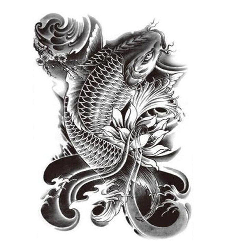 Large Koi Fish Temporary Tattoo [Black]