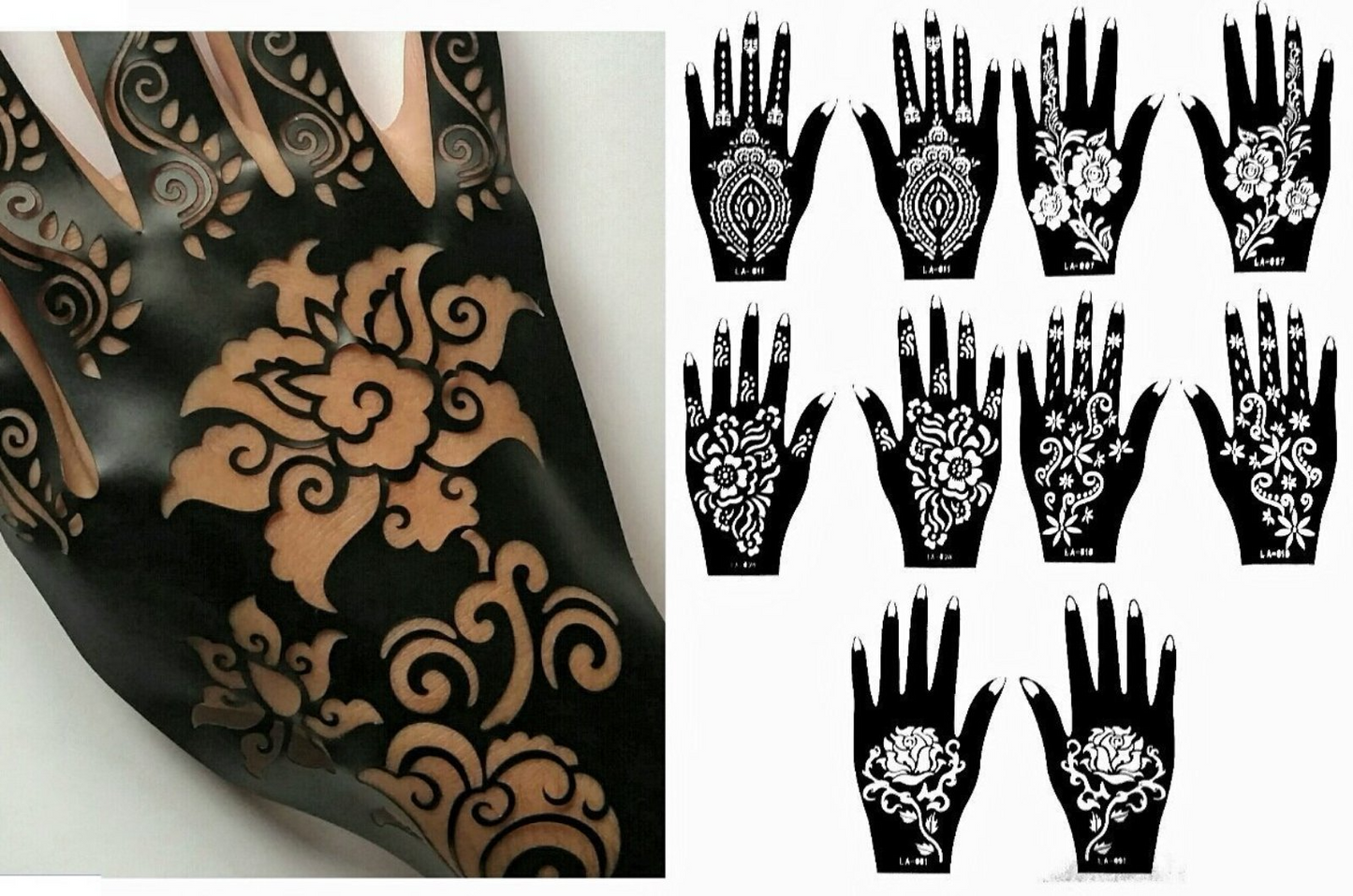Henna Stencil Tattoo (10 Sheets) Self-Adhesive Body Art Templates Henna / Airbrush