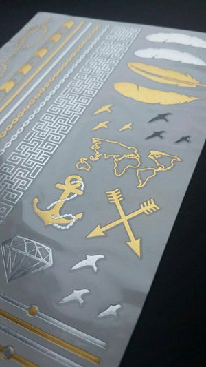 Gold/ Silver Ocean Metallic Temporary Tattoos