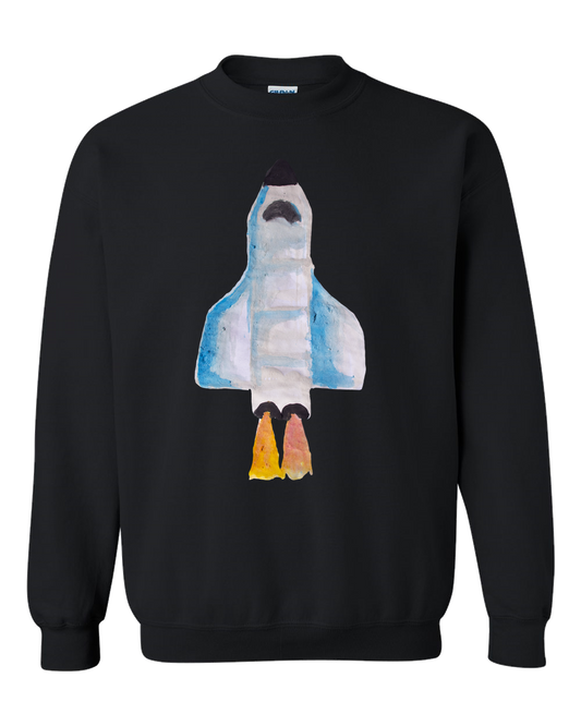Spaceship Water Color Adult Crewneck Sweat Shirt