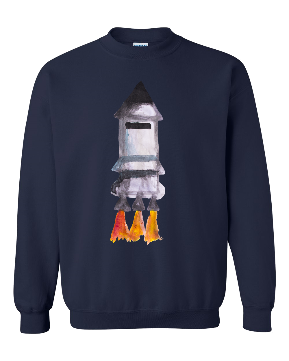 Spaceship Water Color Adult Unisex Crewneck Sweat Shirt