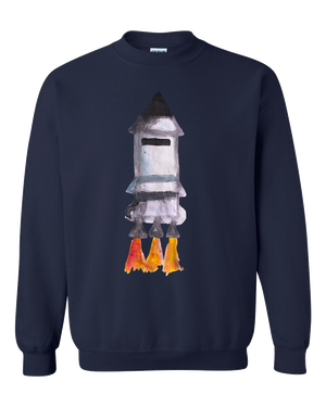 Spaceship Water Color Adult Unisex Crewneck Sweat Shirt