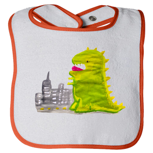 Baby Bib - Dinosaur in the City Watercolor Unisex Design