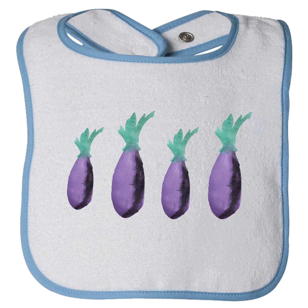 Baby Bibs Eggplants Water Color Unisex Design