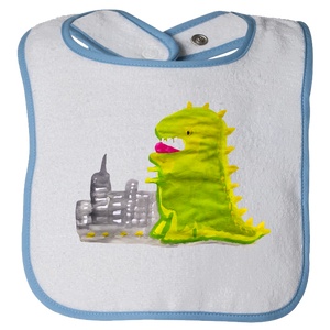 Baby Bib - Dinosaur in the City Watercolor Unisex Design
