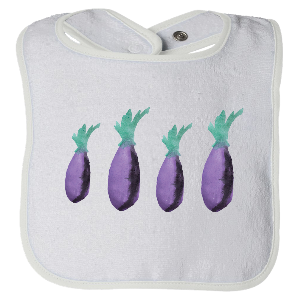 Baby Bibs Eggplants Water Color Unisex Design