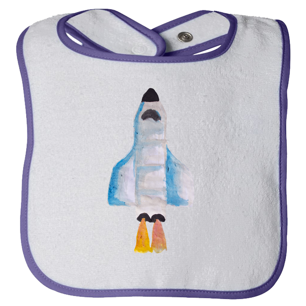 Baby Bib - Spaceship Watercolor Unisex Design