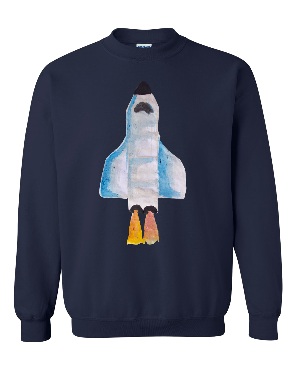 Spaceship Water Color Adult Crewneck Sweat Shirt
