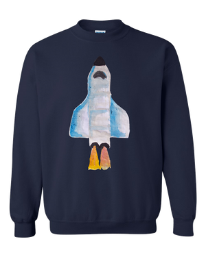 Spaceship Water Color Adult Crewneck Sweat Shirt