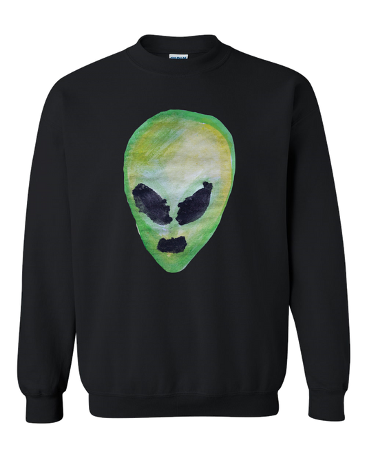 Alien Face Color Adult Crewneck Sweat Shirt