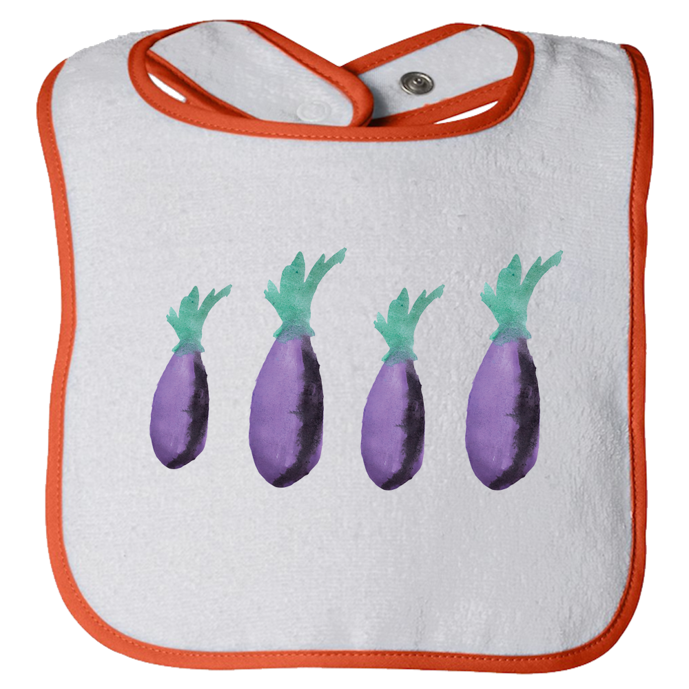 Baby Bibs Eggplants Water Color Unisex Design