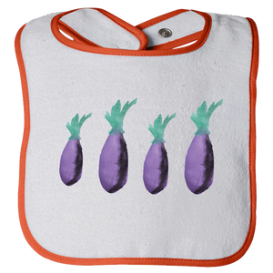 Baby Bibs Eggplants Water Color Unisex Design