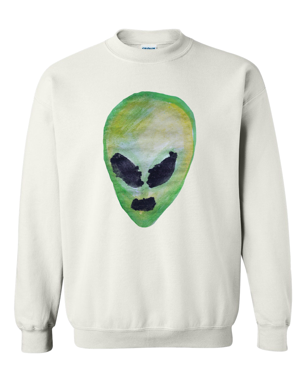 Alien Face Color Adult Crewneck Sweat Shirt