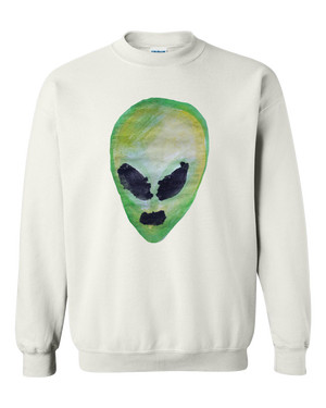 Alien Face Color Adult Crewneck Sweat Shirt