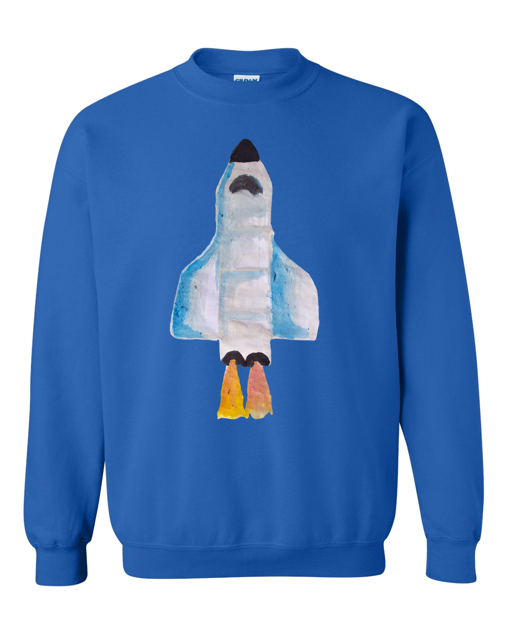 Spaceship Water Color Adult Crewneck Sweat Shirt
