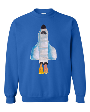 Spaceship Water Color Adult Crewneck Sweat Shirt