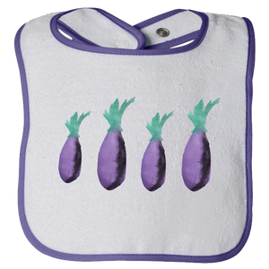 Baby Bibs Eggplants Water Color Unisex Design
