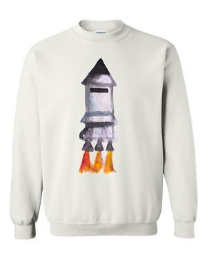 Spaceship Water Color Adult Unisex Crewneck Sweat Shirt