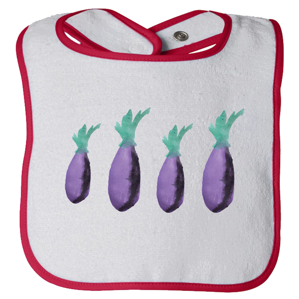 Baby Bibs Eggplants Water Color Unisex Design