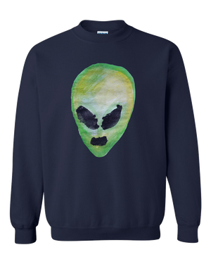 Alien Face Color Adult Crewneck Sweat Shirt