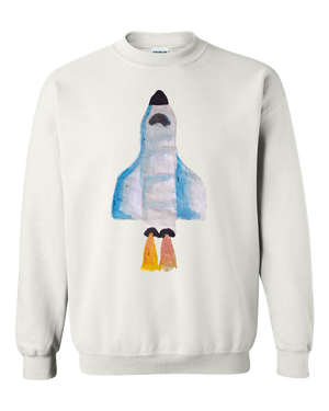 Spaceship Water Color Adult Crewneck Sweat Shirt
