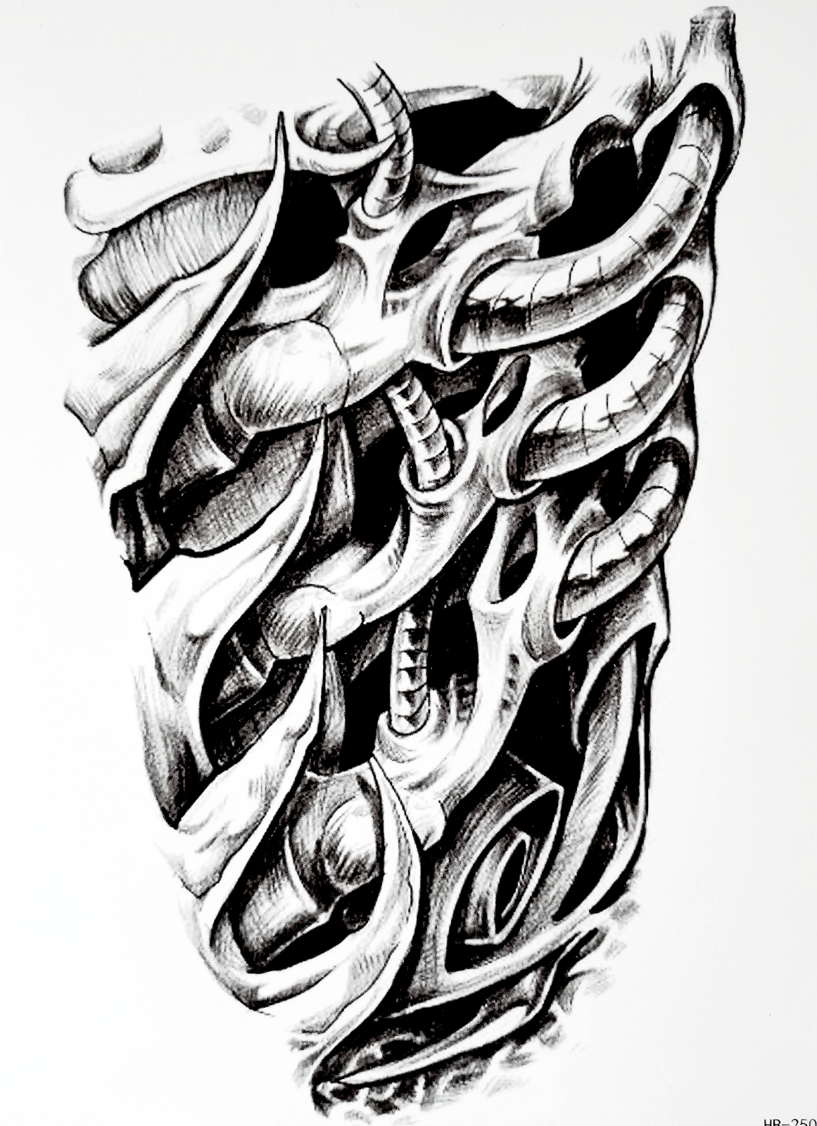 Tribal Mechanic Arm Fake Body Art Temporary Tattoo Sticker Black