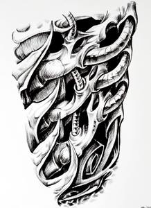 Tribal Mechanic Arm Fake Body Art Temporary Tattoo Sticker Black