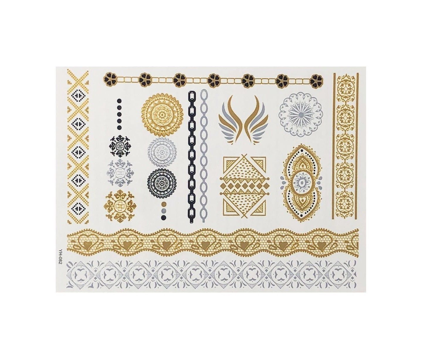 Henna-inspired Metallic Temporary Tattoos Mandala Tattoo Gold Silver Black
