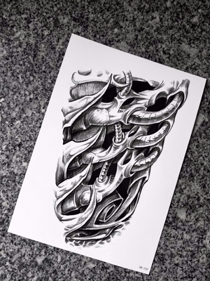 Tribal Mechanic Arm Fake Body Art Temporary Tattoo Sticker Black