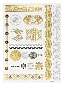 Henna-inspired Metallic Temporary Tattoos Mandala Tattoo Gold Silver Black