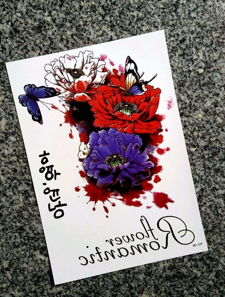 Floral Tattoo - Rose Tattoo - Large Temporary Tattoo, Fake tattoo, Flower Tattoo