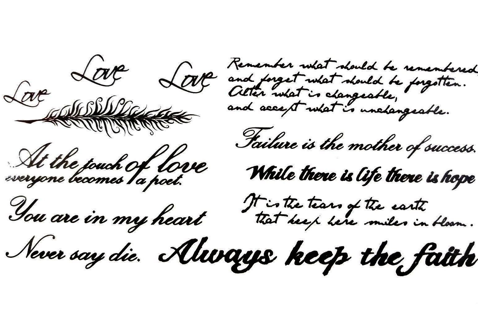 Lettering Feather Temporary Tattoo Black Waterproof Tattoo