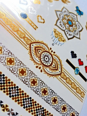 Premium Quality Metallic Temporary Tattoos Mandala Bracelets Armbands Hearts