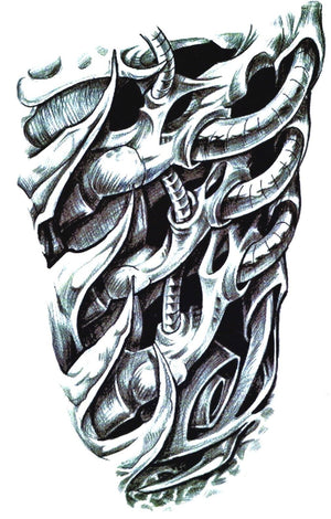 Tribal Mechanic Arm Fake Body Art Temporary Tattoo Sticker Black