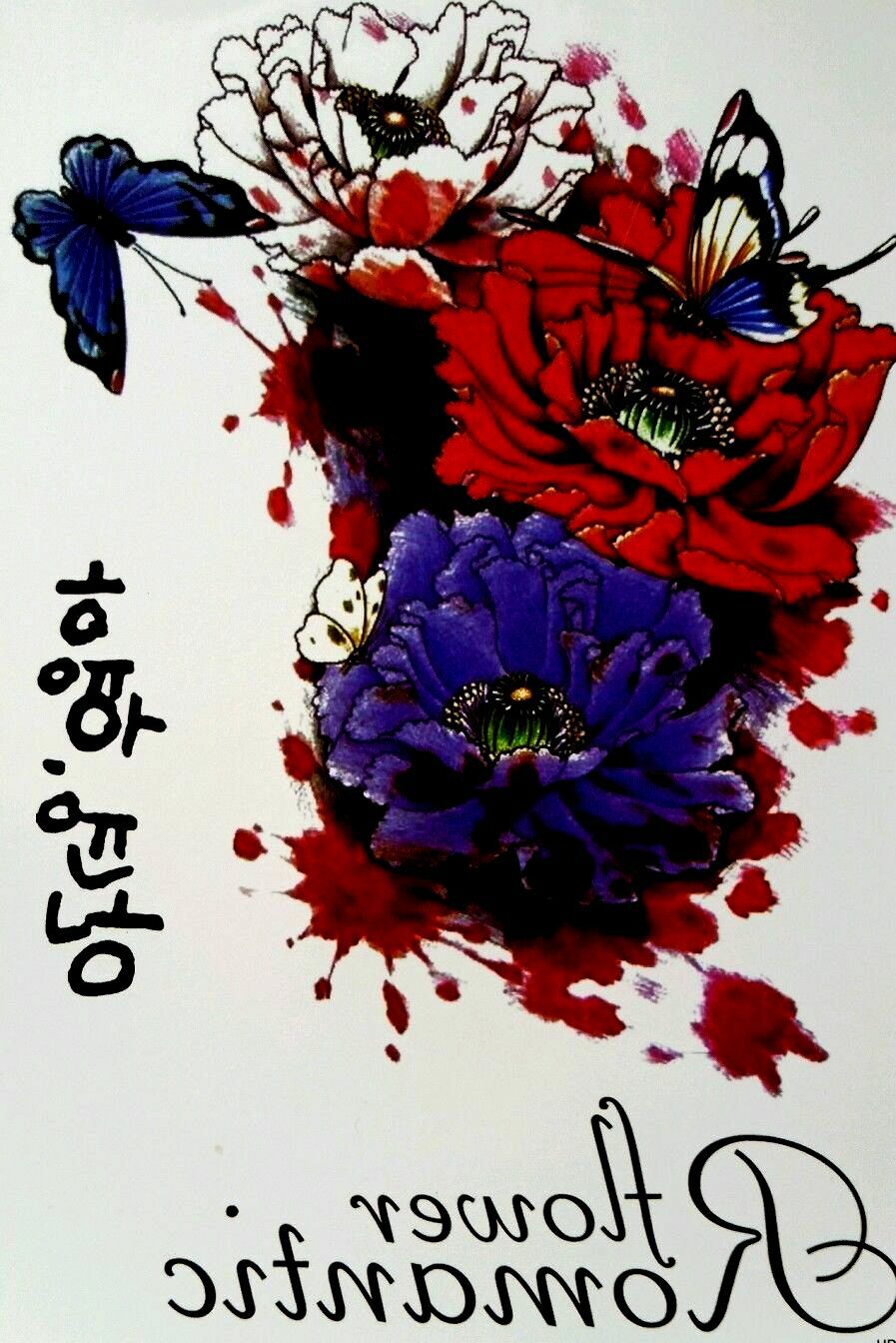 Floral Tattoo - Rose Tattoo - Large Temporary Tattoo, Fake tattoo, Flower Tattoo